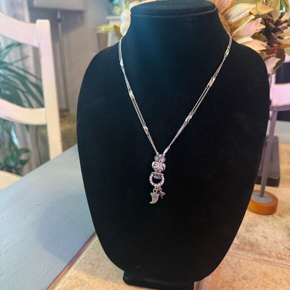 Mariana Crystal Owl Charm Pendant Necklace - Picture 7 of 9